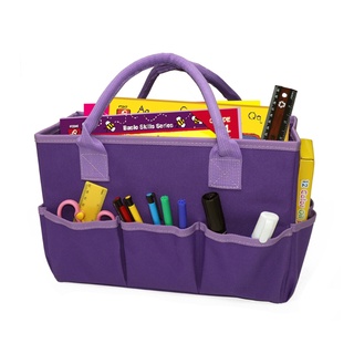 ATTACK Art Craft Canvas Organizer Bag Handheld Storage Tote Bag with 6 Pockets Handles (8)