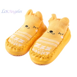 Zm/baby bebé de dibujos animados interior piso antideslizante zapatos calcetines (oso amarillo 12 cm) -