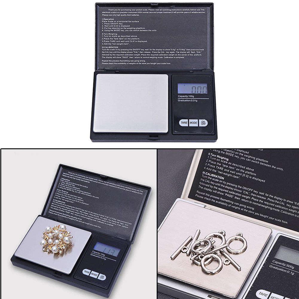 Báscula Digital de bolsillo de 1000g/0.1g para joyas LCD con pesaje electrónico (1)
