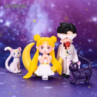 DOREEN Lindo Anime Sailor Moon DIY Figuras Juguetes Figura De Acción Para Niños Estatua Miniatura Tarta Decoraciones Muñecas Modelo Coleccionable Coche Adorno