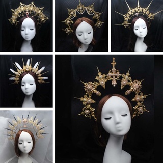 aug gótico lolita tiara corona diadema diy material paquete de halloween vintage sol diosa barroca halo piezas