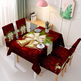 Mantel de decoración de navidad antiincrustante cubierta de mesa elástica silla cubierta de 1 o 4 plazas
