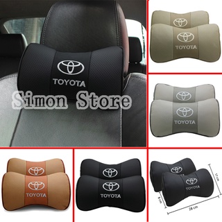 2pcs emblema de coche insignia de cuero reposacabezas para Toyota Camry Vios Corolla 4runner Auto asiento cuello almohada Interior Protector de cuello decoración