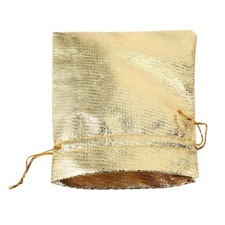 100 piezas de papel de oro de Organza bolsa de caramelo bolsas de navidad decoración de boda fiesta Favor bolsa de embalaje bolsas de cordón bolsa 9x12Cm (7)