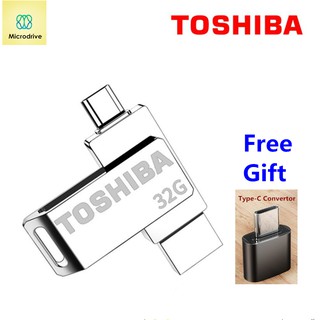 (cod) toshiba 2 en 1 otg metal 32gb usb 2.0 micro usb dual usb flash drive con convertidor typec gratuito