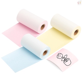 aibecy 3 rollos de papel térmico negro sobre amarillo/rosa/azul 53mm*6.5m compatible con impresoras térmicas phomemo m02/m02s
