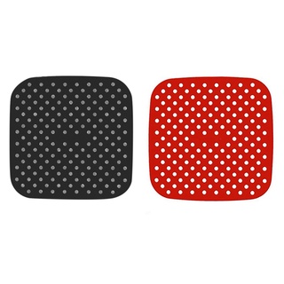 Reusable Air Fryer Liners-7.5 Inch, Square, Non-Stick Silicone Red