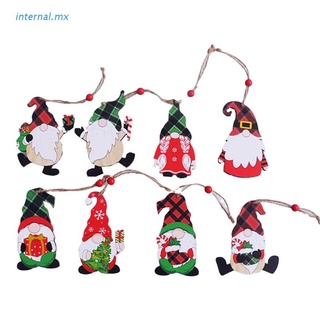 int0 8 piezas gnomos santa muñeca de madera gnomos elfo adornos para árbol de navidad