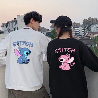 S-3XL Stitch impresión parejas sudadera Unisex manga larga cuello redondo jersey Top