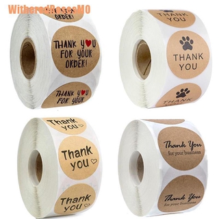 (WitheredRosesMO) 500pcs gracias por su pedido Kraft pegatina hecha a mano de embalaje sellos etiqueta
