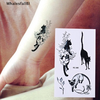 [WhalesfallBI] Calcomanías Impermeables Temporales Tatuajes Gato Negro Transferencia De Agua flash tatoo Falso Venta Caliente