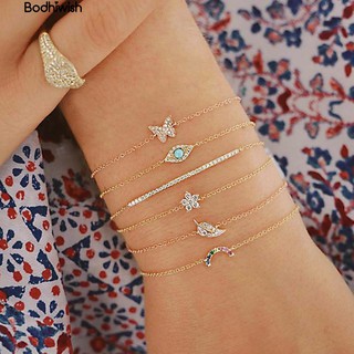 bh 6 pzs/juego de pulseras con incrustaciones de diamantes de imitación de flor de mariposa joyería para brazaletes