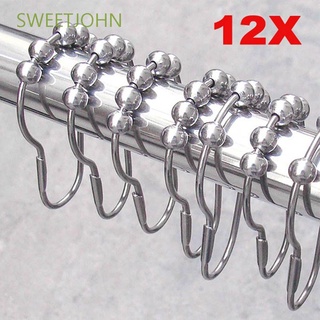 Sweetjohn - juego de anillos de cortina de acero inoxidable (5 rodillos, anillos de cortina de ducha, ganchos, ganchos, ganchos, anillos, ganchos, Multicolor)