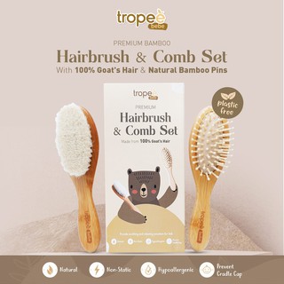 Tropee Bebe Premium Bamboo Hairbrush & Comb Set