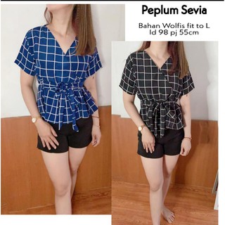 ¡foto Real!! Srta. Peplum Sevia/blusa para mujer simple casual estilo coreano