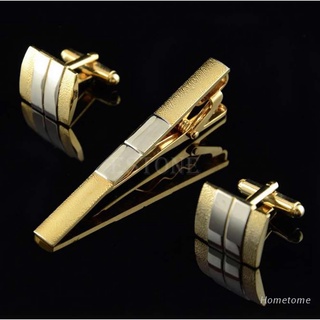 hom moda hombres corbata corbata corbata cierre clip gemelos conjuntos oro simple fiesta regalo nuevo