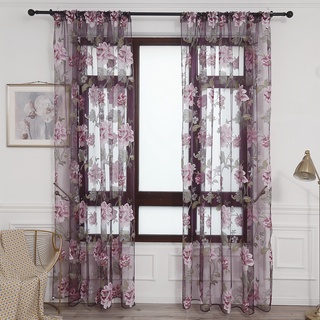 digitalblock peony tul cortinas para sala de estar floral ventana cortina transparente decoración del hogar