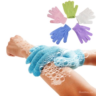 Reducción de precio de promoción 1Pc baño exfoliante esponja exfoliante de nailon dedos guante/masaje corporal limpiador guantes de ducha/piel hidratante SPA espuma (Color aleatorio)