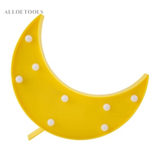 Alloet-plástico LED amarillo luna lámpara adorno niños dormitorio luces de noche niños