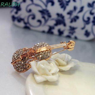 RALPH Super Brand Violin Brooch Fine Gold Plated Jewelry Gift Accessories Flower Music Suit Bouquets Rhinestone/Multicolor (1)