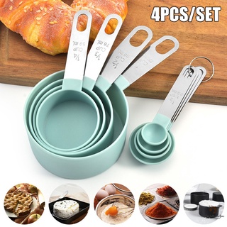 4 piezas de acero inoxidable PP tazas medidoras cucharas de cocina hornear herramientas de cocina (1)