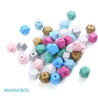 MAXIN 20mm 60pcs Durable Polygonal Wood Beads Handicrafts Colored Beads for Bracelets and Decoration Making