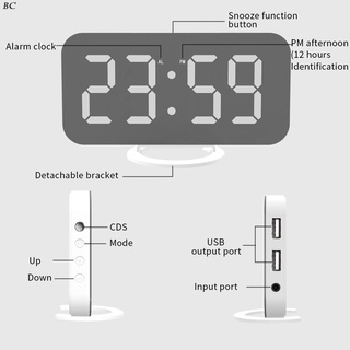 Reloj despertador LED electrónico con puerto USB/temporizador Digital de escritorio (3)