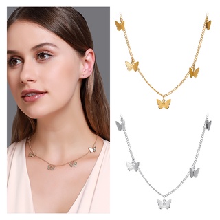 [ZOMI] Collar de cinco mariposas de metal, cadena de clavícula de estilo corto dulce simple para mujer, accesorios de moda
