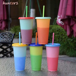 hunter Reutilizable Cambio De Color Tazas Frías Vaso De Plástico Con Tapa Taza De 24 oz Verano Colección Pack De 5