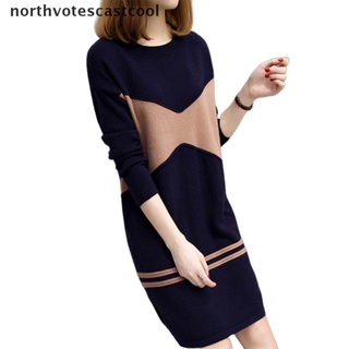 northvotescastcool mujeres vestido de punto de manga larga vestidos suéter terciopelo vestido casual split nvcc