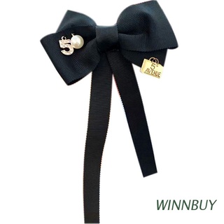 winn - broche de corbata de cinta larga para mujer número 5, diseño de perla sintética