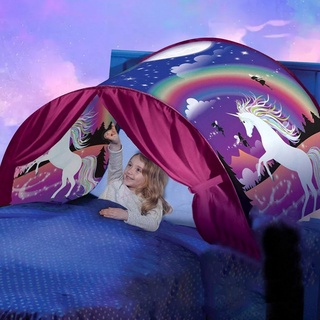 los niños unicornio cama estrellada plegable bloqueador de luz tienda de campaña cama mosquitera interior cama dosel bebé decoración de la habitación