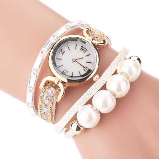 Relojes De Pulsera Para Mujer Con Colgante De Perlas De Lujo Diamantes De Imitación De Cuero Jam Tangan Wanita (1)