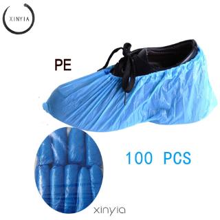 100 piezas desechables cubierta de zapatos azul antideslizante plástico limpieza zapatos botas