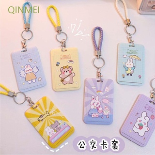 Qinmei Animal insignia titular de dibujos animados de la tarjeta de la bolsa titular de la tarjeta lindo Ins estilo banco de la tarjeta de crédito etiquetas de nombre de los niños de la tarjeta de trabajo