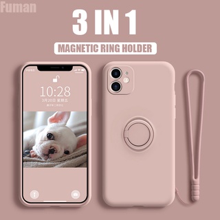 Xiaomi Mi 11 Pro Lite Ultra 10s Casing Candy Color Liquid Silicone Ring Stand Lanyard Strap Soft Covers Camera Protector Phone Case