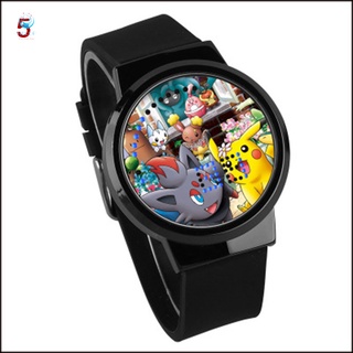 anime pokemon pikachu touch led reloj impermeable con pantalla de hora y fecha para niños (8)