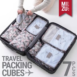 Secret POUCH Travel embalaje cubos 7in1 bolsa organizador maleta motivo - pluma gris