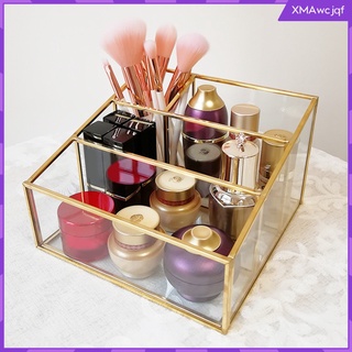 [xmawcjqf] caja de exhibición de cosméticos, joyero titular de vidrio transparente escalonada organizador, herramientas de maquillaje contenedor titular