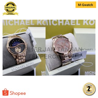 Mk 3723 5853 relojes mujer tamaño 38 mm oro rosa - negro acero inoxidable MG STORE