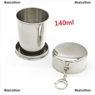 [MH] taza telescópica de acero inoxidable portátil de acero inoxidable de 140 ml para viajes al aire libre