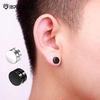 [sd] 1 par de aretes magnéticos para hombre, pendientes falsos, no piercing, clip redondo, joyería para orejas