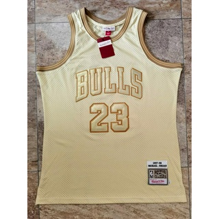 NBA masculinas #23 Michael Jordan Chicago Bulls estado estado físico 1997-98 Hardwood clásico Swingman Jersey-Gold