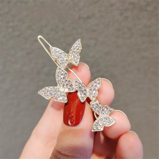 PoP In Stock New Korean Woman Fashion Sweet Super Fairy Rhinestone Butterfly Gold Side Clip All-match Headdress Hair Accessories Gift (5)