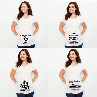 Carga 2021 impreso embarazada T maternidad camiseta embarazo anuncio nueva mamá camisetas ropa