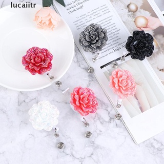[lucaiitr] Resin Rose Shape Anti-Lost Id Badge Holder Clip Retractable Name Tag Card Holder .