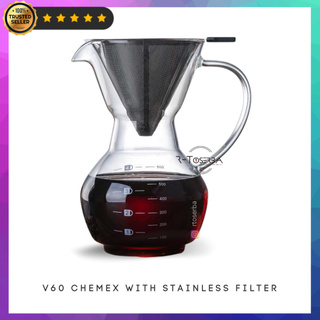 V60 Chemex vidrio verter sobre servidor de café con filtro de 600 ml