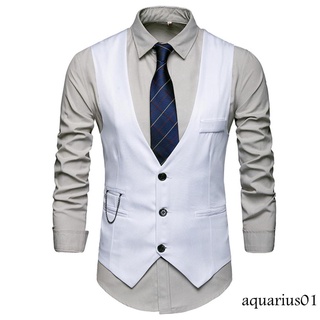❀Eo✿Chaleco de negocios para hombre, Color sólido cuello en V sin mangas de un solo pecho traje chaleco para caballeros, más tamaños, 5