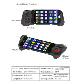 Mocute 058 inalámbrico Bluetooth Gamepad controlador de juegos para Samsung teléfono Android Pubg juego telescópico Joystick (3)