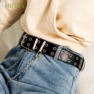 MIFUES Lujo Cinturón Punk Jeans Cinturón Hombre Aleación Doble fila Personalidad Ropa de moda Mujer Cadena de cinturón/Multicolor